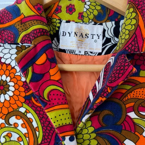 Vintage 60s 70s Jumpsuit Quilted Velvet Psychedelic Paisley Print Extra Small - Picture 2 of 7